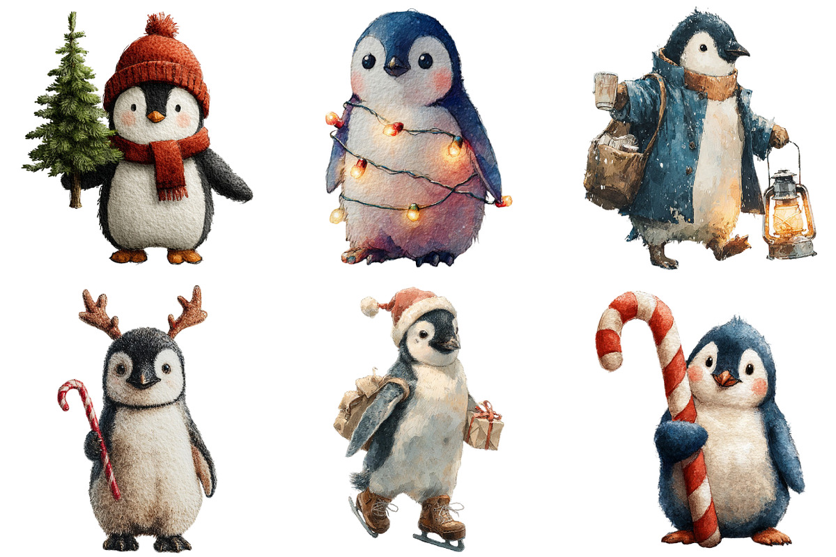 Christmas Penguin Clipart, an Illustration by Daily.Designs (Photo 2 of 5)