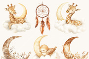 Watercolor Animals in Clouds Clipart, an Animal Illustration by SparkyDesignsUS (Thumbnail 2 of 9)