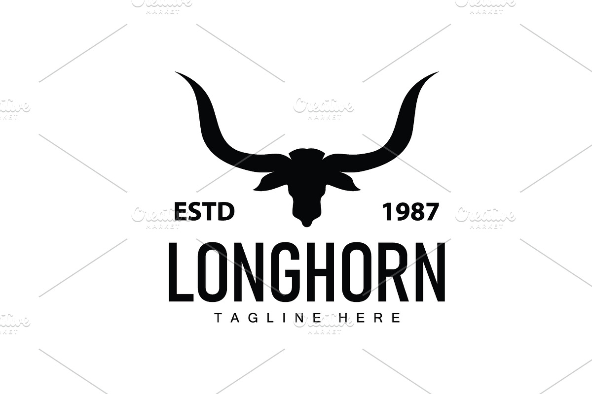 Longhorn Logo Old Vintage Design, a Branding & Logo Template by Maylianaw28