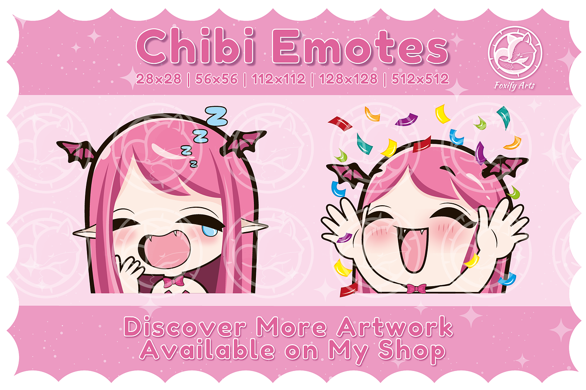Chibi Succubus Emotes for Twitch, an Illustration by Foxify Arts (Photo 4 of 4)