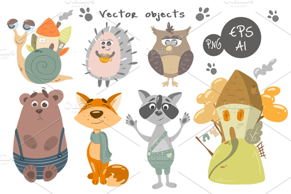 Cozy Autumn vector animals  kit, an Animal Illustration by artdreamer (Photo 2 of 8)