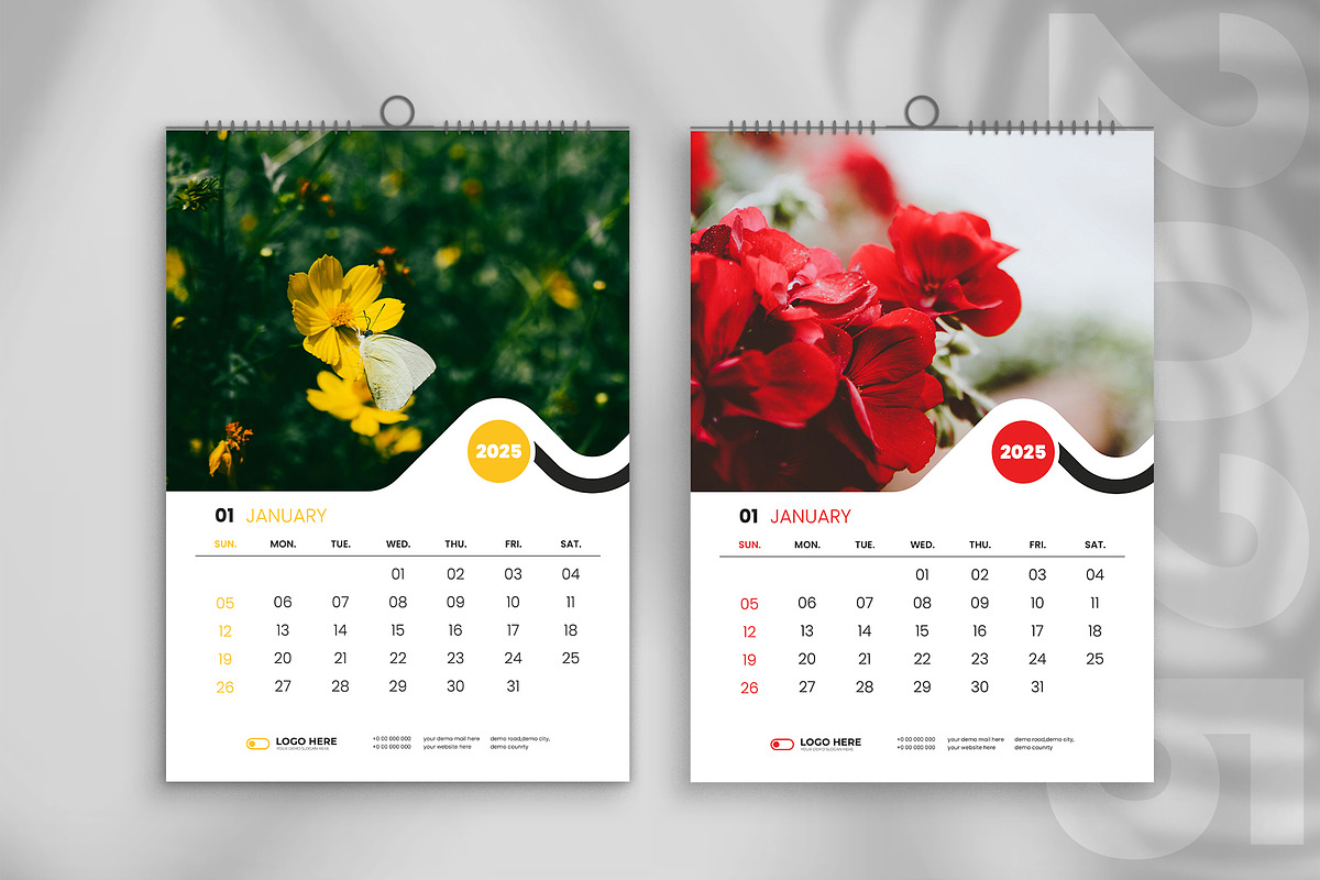 2025 wall calendar design template, a Stationery Template by Tanmoy Topu