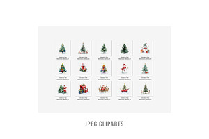 Watercolor Christmas Clipart Set