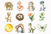 Watercolor Dinosaur World Clipart, an Illustration by Design Market (Thumbnail 3 of 5)