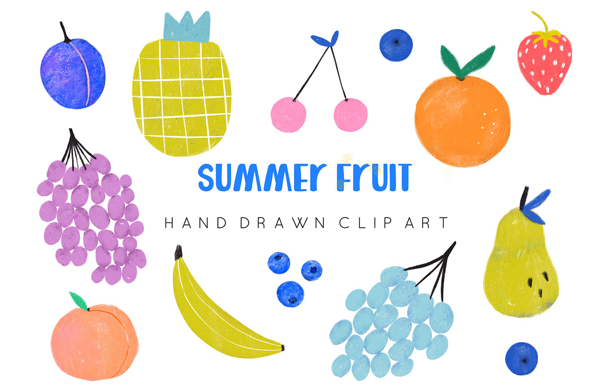 Fruit clipart, handdrawn modern, a Texture Illustration by Katie Lisker