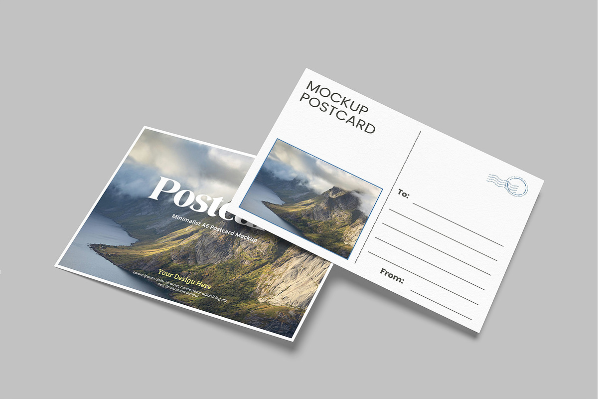 Minimalist A6 Postcard Mockup, a Card Template by lamorastudio (Photo 6 of 11)