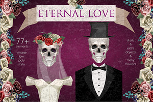 Eternal Love. Vintage low poly set