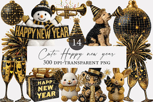 Cute Happy new year clipart, an Illustration by Designworld