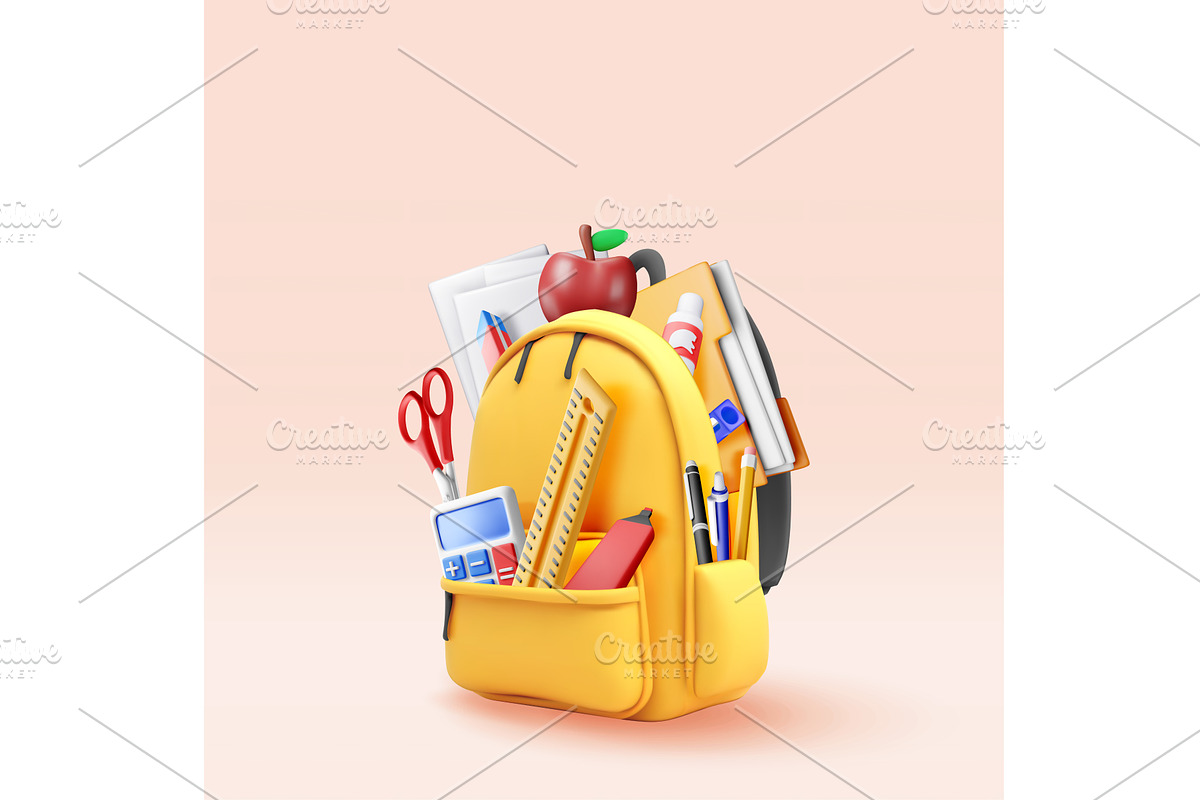 3D School backpack full of, an Object Illustration by Abscent