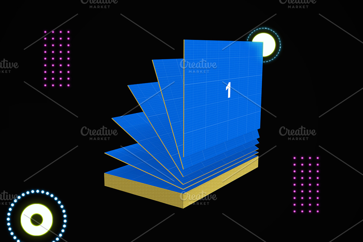 Neon Business Cards Mockup, an Advertising Mockup by Qaleb Studio