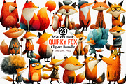 Watercolor Quirky Fox Clipart Bundle, an Illustration by Canvas Craft (Thumbnail 1 of 8)