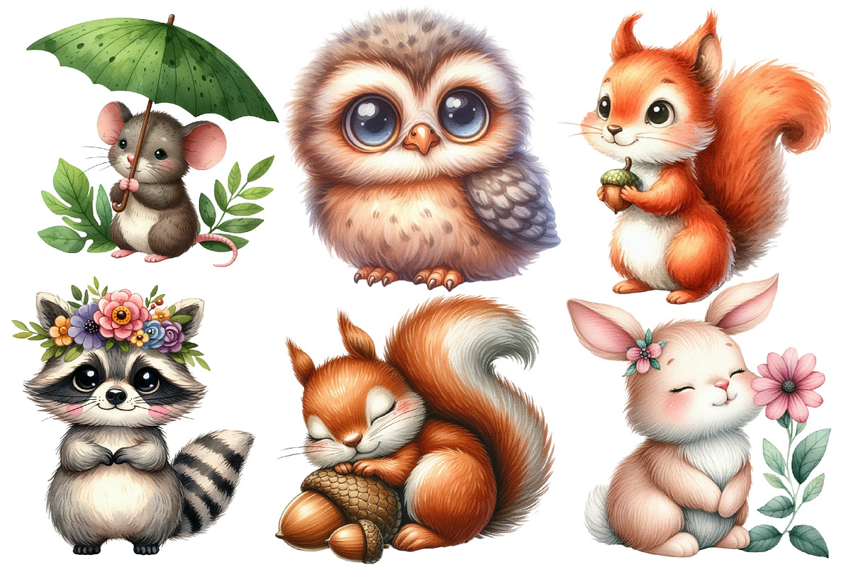 Woodland  Cute Little Animal Clipart, an Illustration by Designworld (Photo 5 of 6)