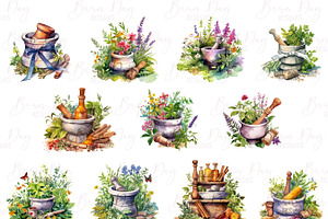 Watercolor Mortar And Pestle Clipart