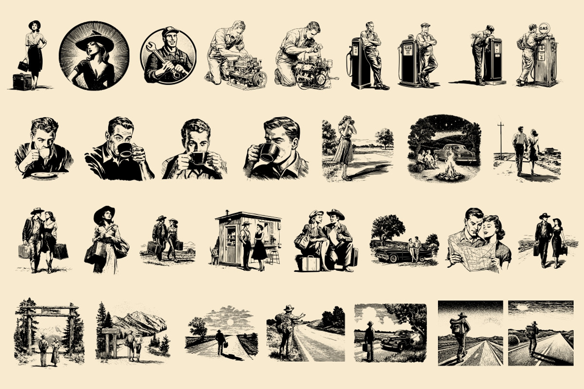 USA Retro Road Trip illustrations, an Object Illustration by Nocturnal Wolf (Photo 15 of 19)