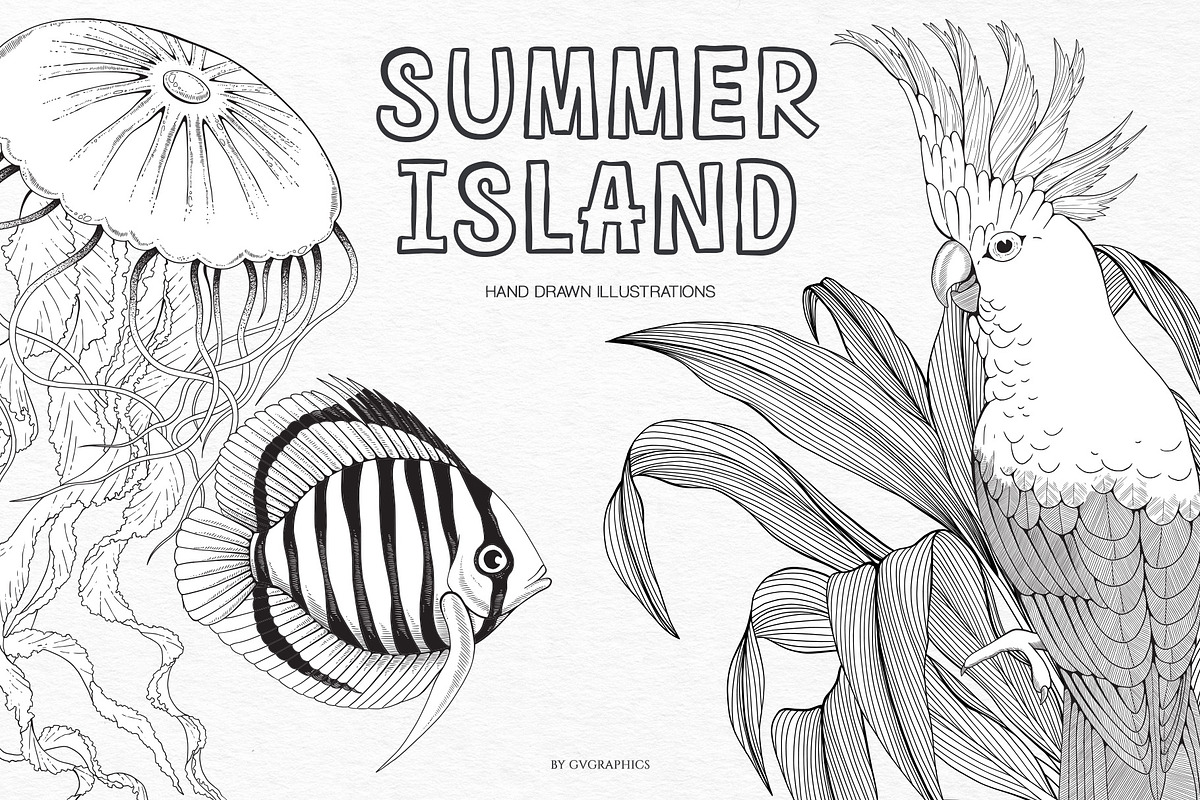 Summer Island Illustrations, an Animal Illustration by GVGraphics (Photo 1 of 9)