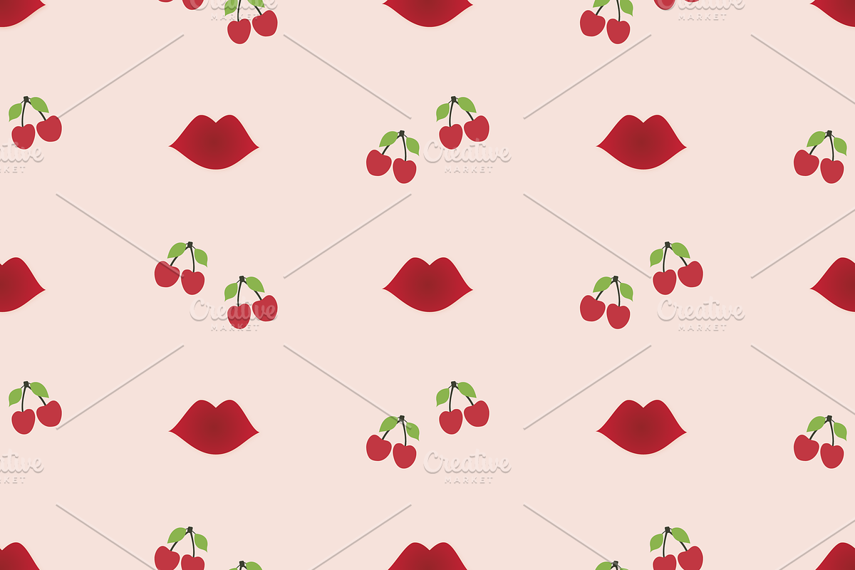 Cherry, Daisy, Lips, Seamless 10 pk, a Pattern Graphic by Amy Lynn Grover (Photo 10 of 10)
