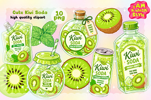 Cute Kiwi Soda Clipart PNG