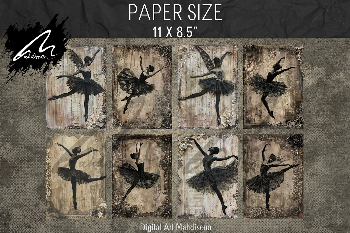 Shabby Chic Gothic Ballerina Figures, a Person Illustration by Digital Art Mahdiseño (Photo 3 of 9)