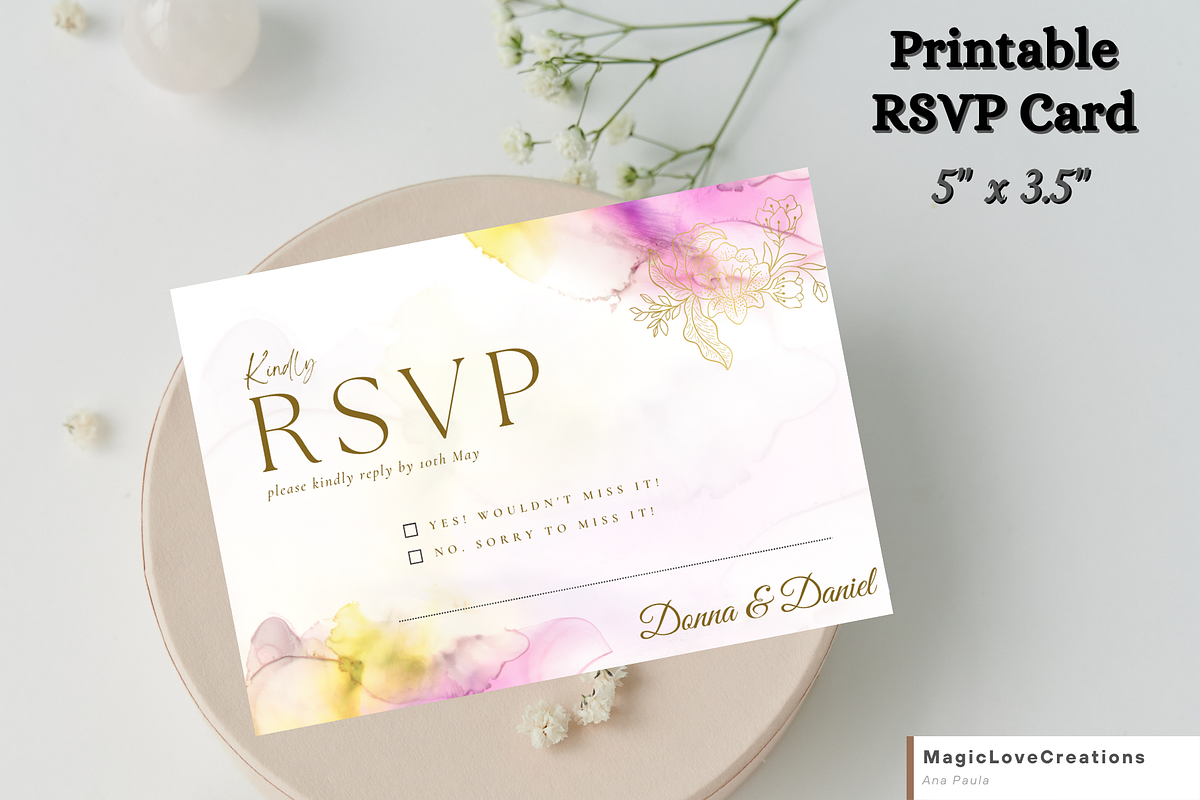 MINIMAL Golden WEDDING INVITATION SE, an Invitation Template by MagicLove Creations (Photo 3 of 7)
