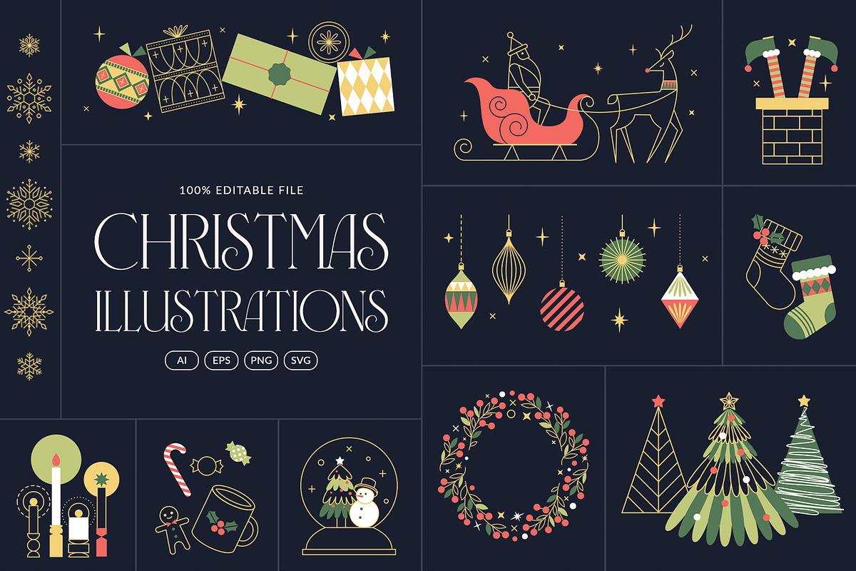Modern Christmas Illustrations, a Seasonal Illustration by DesignerCandies (Photo 3 of 3)