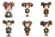 Cute Christmas Girl Clipart, an Illustration by DreamArtGraphic (Thumbnail 2 of 5)
