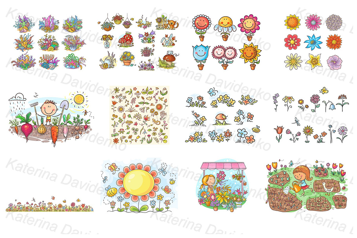 Cartoon plants and flowers set, an Illustration by Bubert Art (Photo 2 of 5)