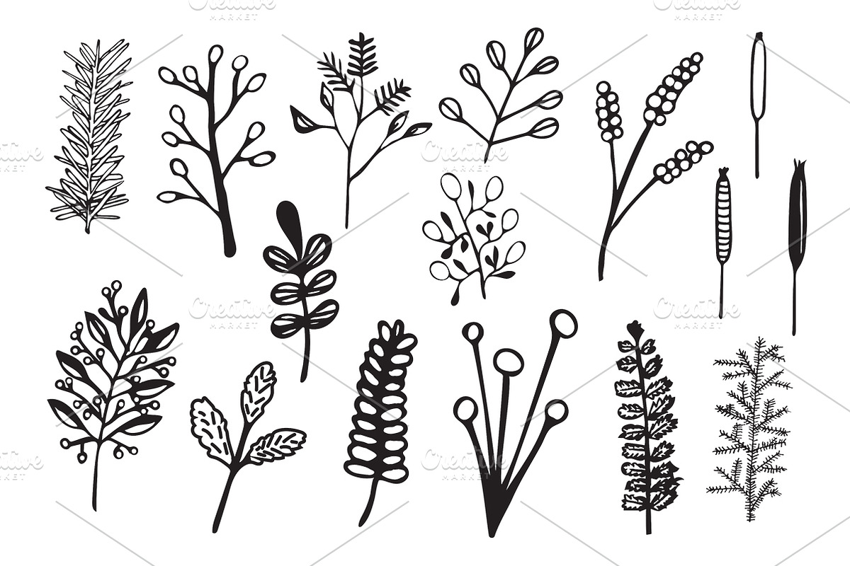 Hand drawn Floral Clipart Collection, a Background Graphic by IRSYART (Photo 13 of 18)