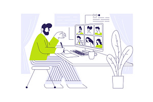 Online meeting isolated cartoon, a Finance Illustration by Visual Generation
