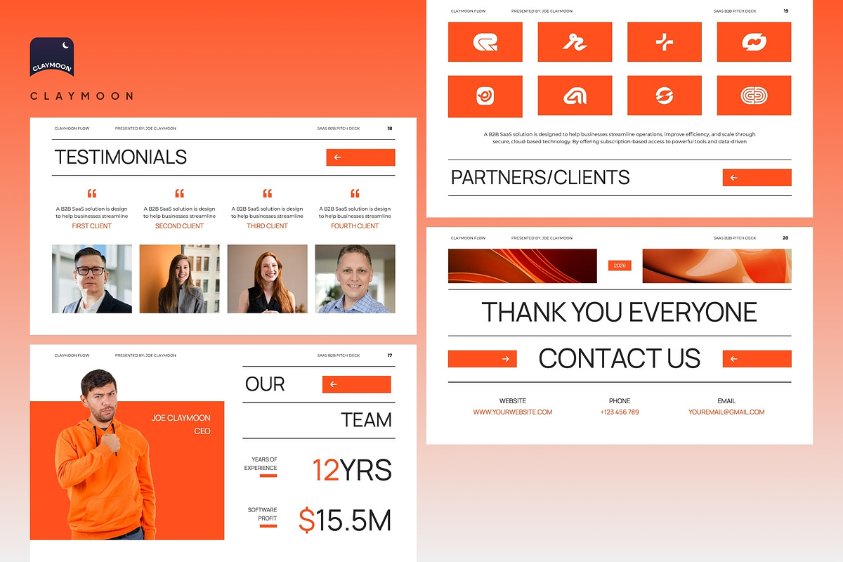 White Orange Modern Pitch Deck, a Presentation Template by Claymoon Lab (Photo 6 of 7)