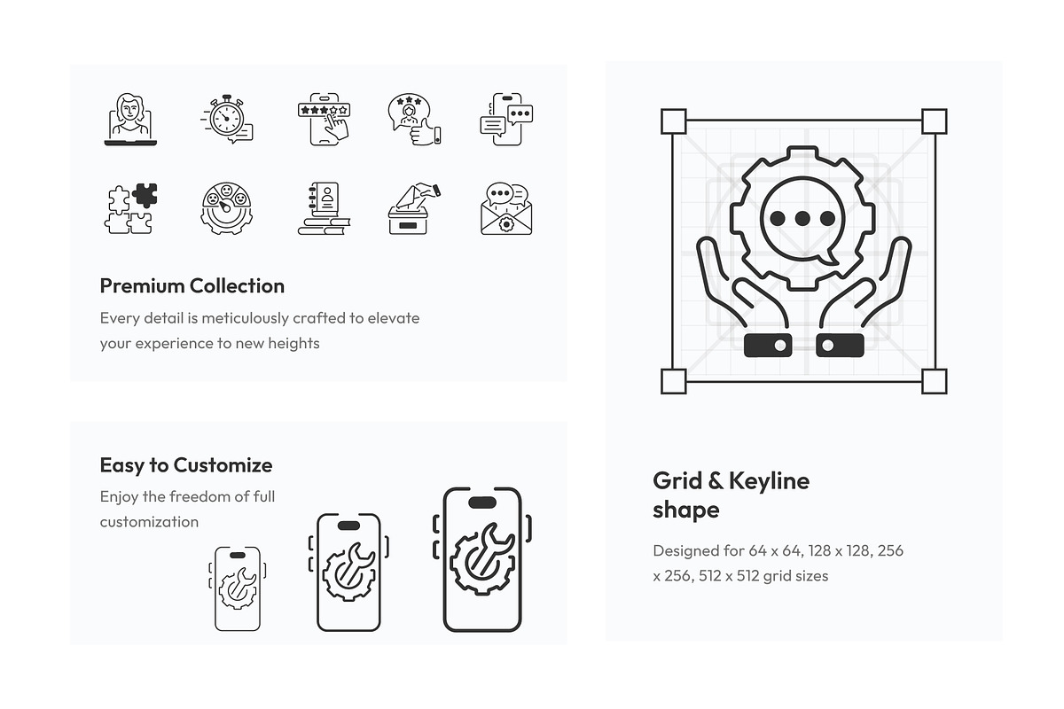 Support and Service Icon Set, an Outline Icon by Prosymbols (Photo 3 of 5)