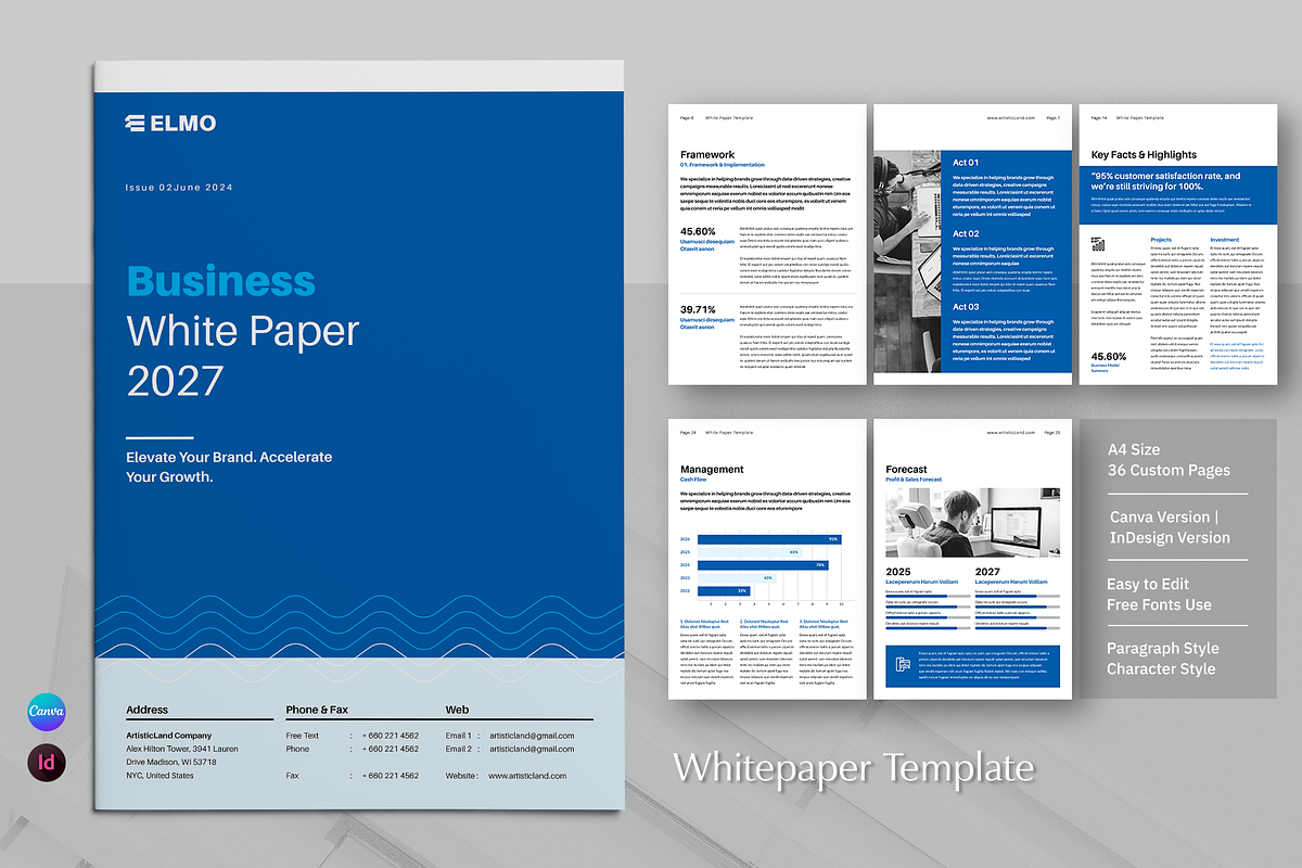 White Paper | Canva, InDesign, a Brochure Template by ArtisticLand