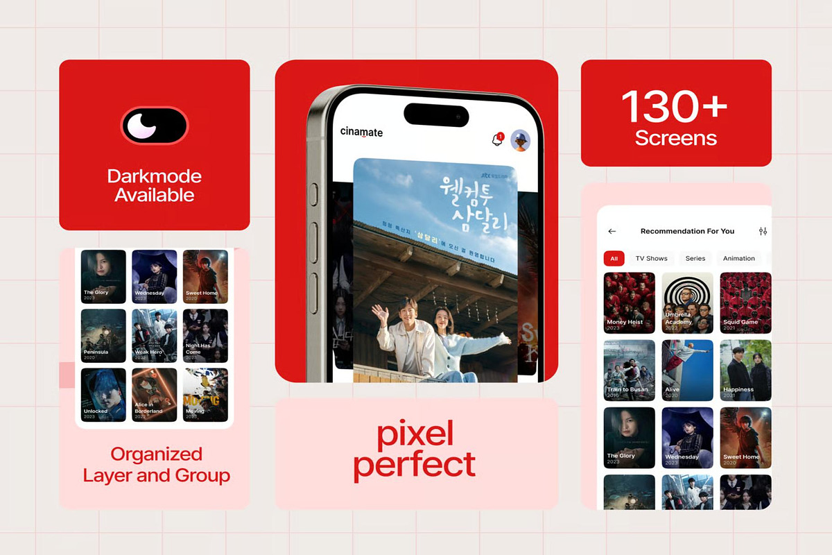 Cinemate - Movie Mobile App UI KIT, an UI Kit Template by Lumina_ui_ux202 (Photo 2 of 7)