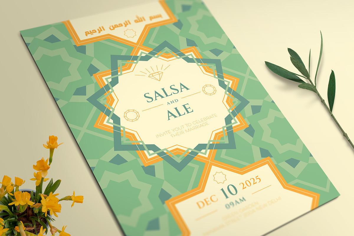 Geometric Islamic Wedding Invitation, an Invitation Template by Aarley Kaiven