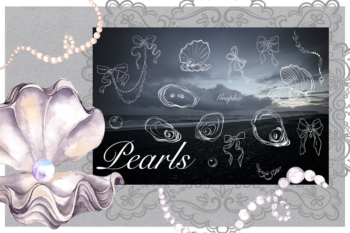 Pearls. Watercolor and graphic, an Object Graphic by ma_i_vi (Photo 6 of 10)
