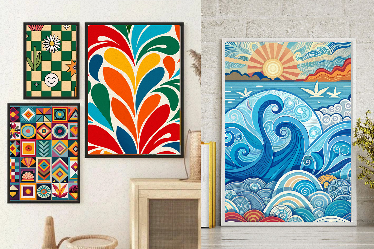 Pattern Wall Art Printable Set, a Wallpaper Graphic by Helospace (Photo 6 of 10)