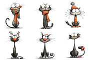 Quirky Christmas Cat Clipart, an Illustration by Craft Nest (Thumbnail 6 of 13)