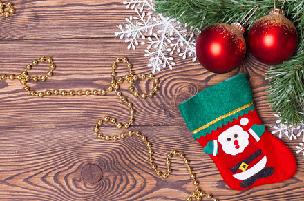 Red stocking with firtree branches containing christmas, stocking, and, a Holiday Photo by Diary of impressions