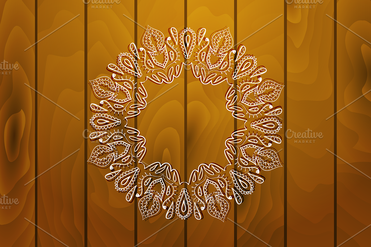 Round vector indian-style frames, a Texture Illustration by CreativeJourney (Photo 3 of 5)