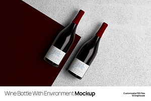 Wine Bottle Mockup With Environment, a Product Mockup by graphicook
