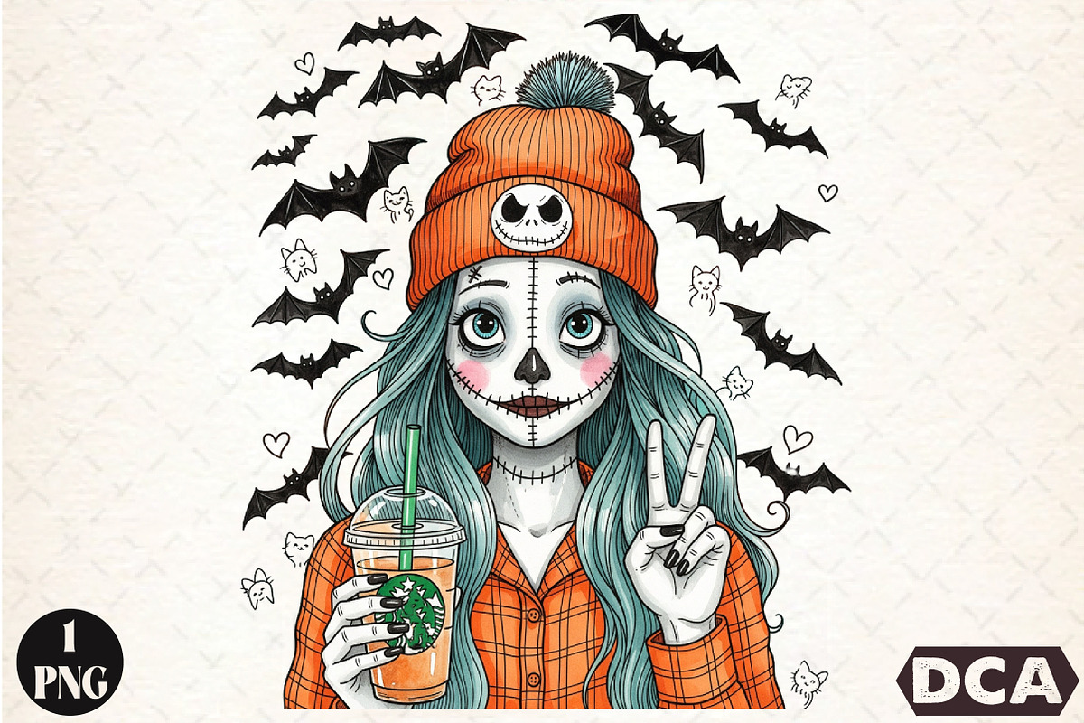 Cute Bougie Skeleton Girl Png, an Illustration by DreamCafeArt (Photo 1 of 7)