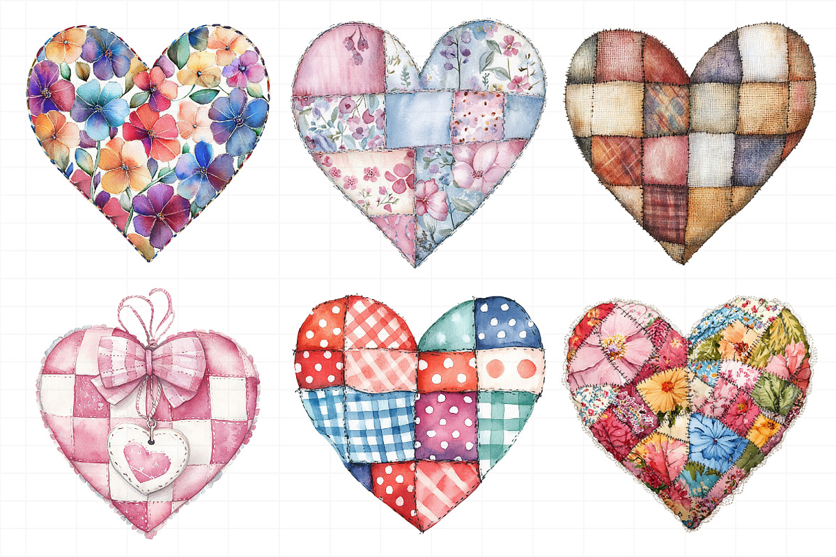 Patchwork Heart Valentine's Day Clip, an Illustration by Daily.Designs (Photo 4 of 5)