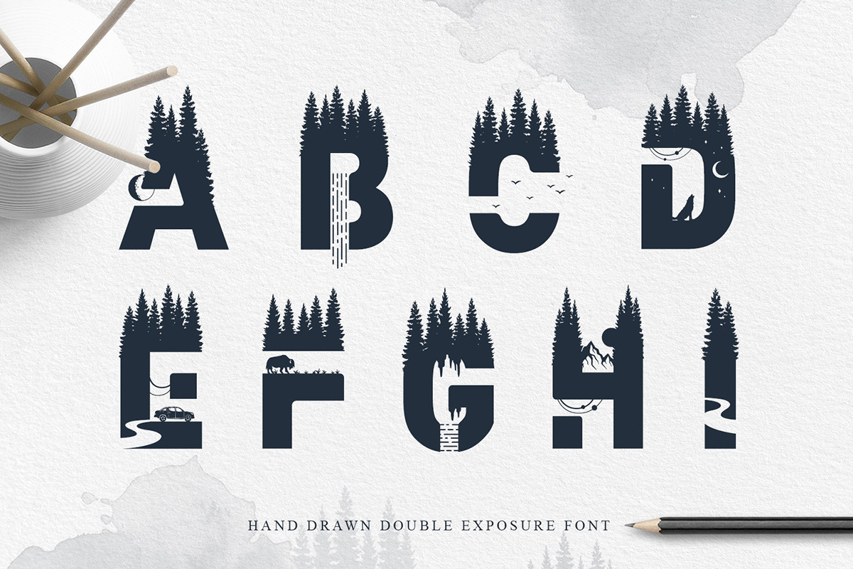 Into The Wild. Double Exposure Font, a Font by Cosmic Store (Photo 3 of 14)