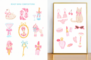 Pink Coquette Clipart Collection, an Object Illustration by Leysan Shayak (Thumbnail 6 of 10)