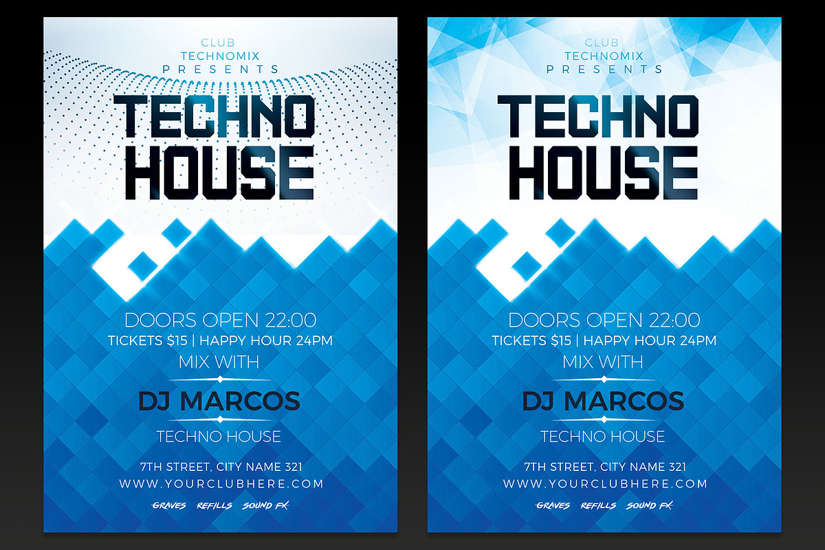 Techno House Flyer Template, a Flyer Template by designblends@gmail.com (Photo 1 of 3)