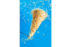 Noodle tornado with a fork, instant