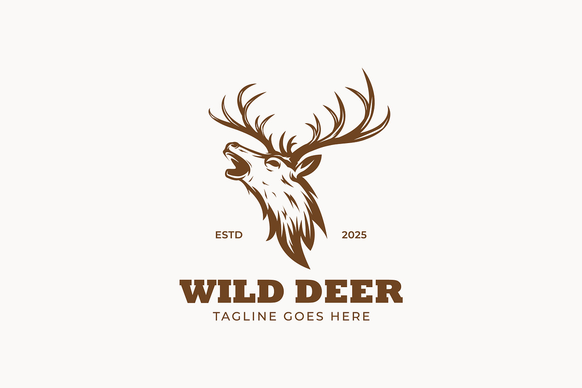 Powerful Roaring Deer Logo, a Branding & Logo Template by Signatoro (Photo 1 of 2)