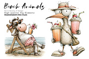 Quirky Beach Animals PNG Clipart, a Seasonal Illustration by CreationArt (Thumbnail 1 of 7)