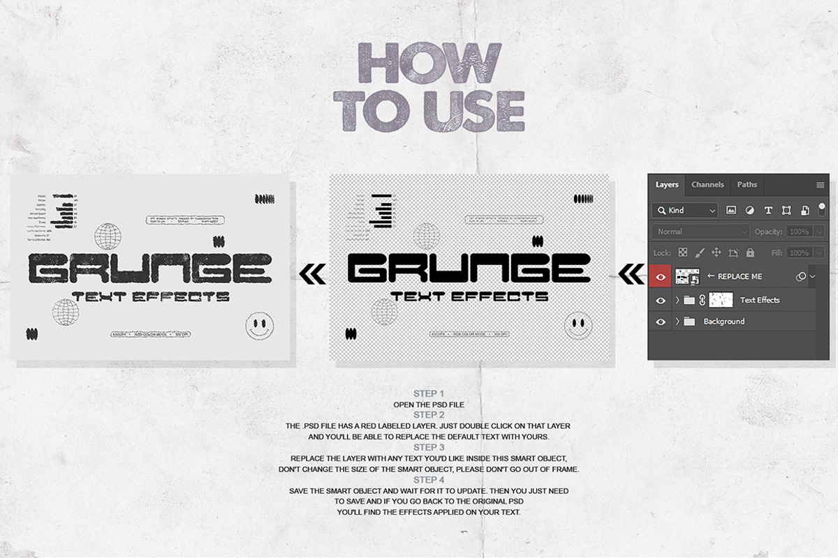 Grunge Text Effects – 2 PSD Files, a Layer Style Add-On by Cursedesign (Photo 7 of 7)