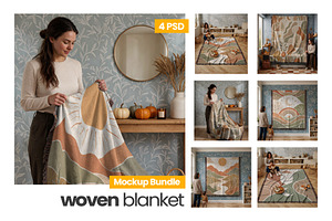 Autumn Woven Blanket Mockup Bundle, a Household Mockup by Mockups Studio