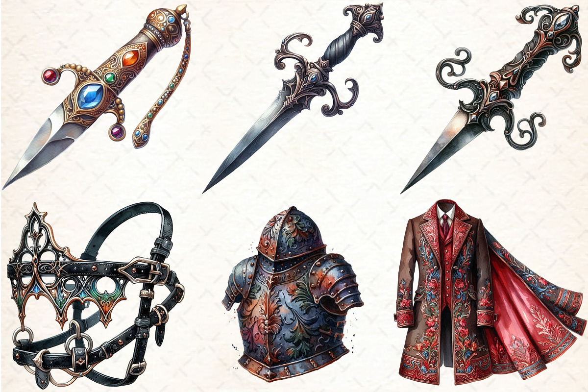 Watercolor Ataman Gothic Clipart, an Illustration by DreamCafeArt (Photo 4 of 5)